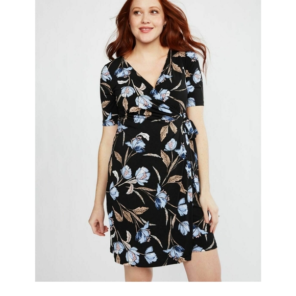 Motherhood Maternity XL Wrap Blue Floral Black - Picture 1 of 7